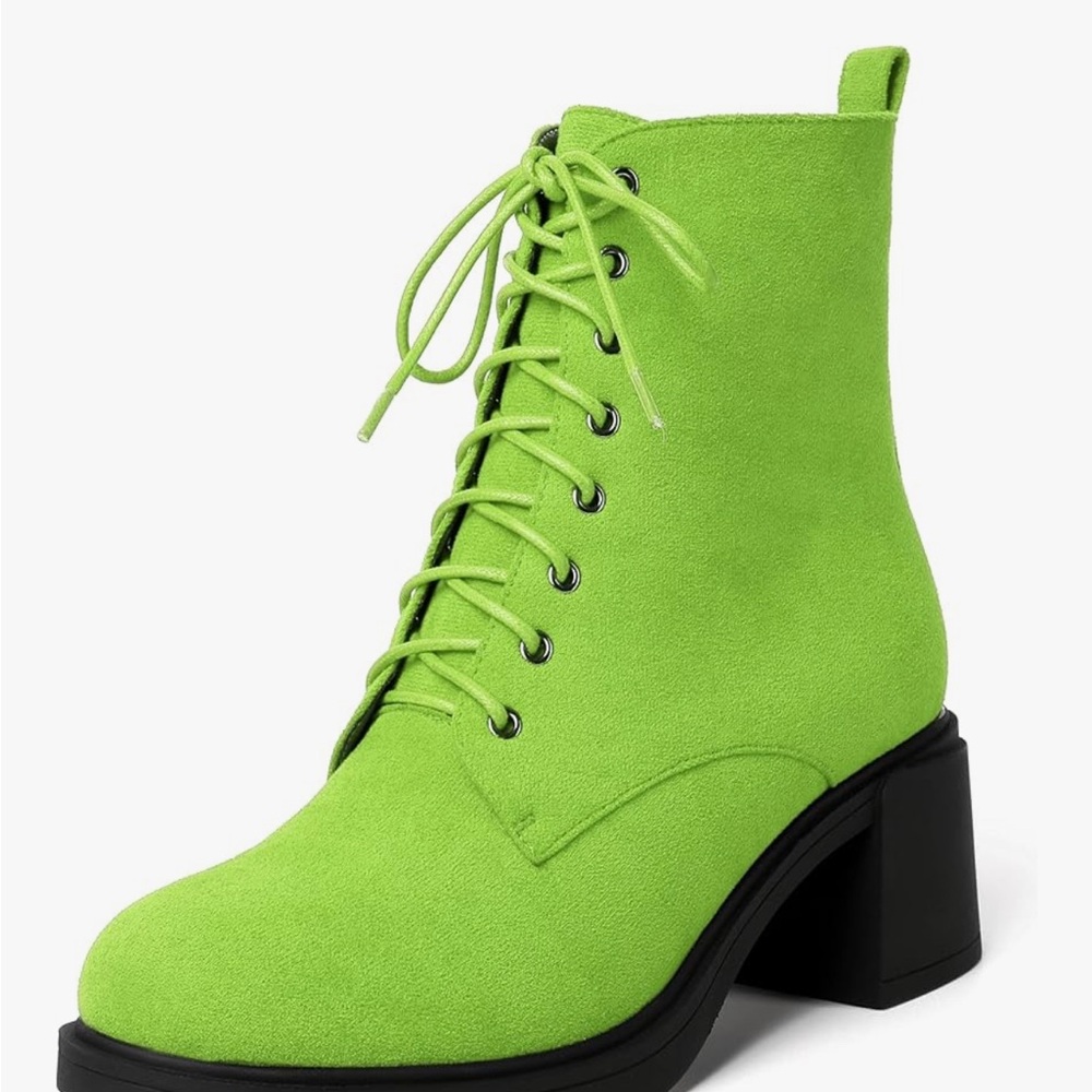 Vibrant Lime Lace-Up Boots for Women / Festival